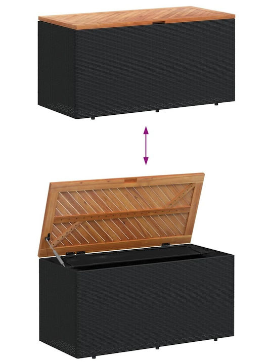 vidaXL Cutie de depozitare pentru exterior Rattan Negru L110xW50xH54buc