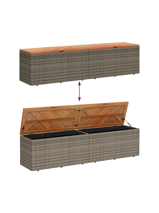 vidaXL Cutie de depozitare pentru exterior Rattan Gri L220xW50xH54buc