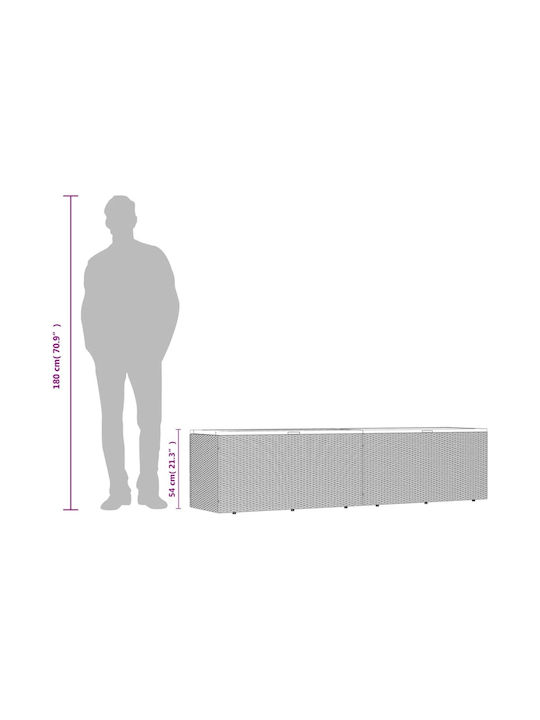 vidaXL Cutie de depozitare pentru exterior Rattan Gri L220xW50xH54buc