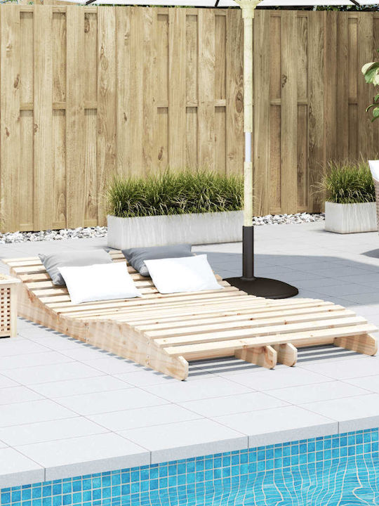 Deckchair Double Wooden Brown 2pcs 205x60x31.5cm.