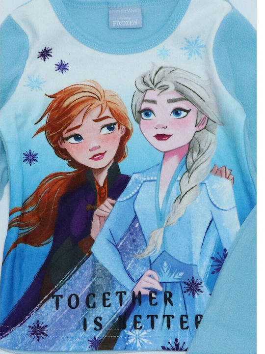 Disney Детска пижама Зимна Поларена Светлосиня Frozen