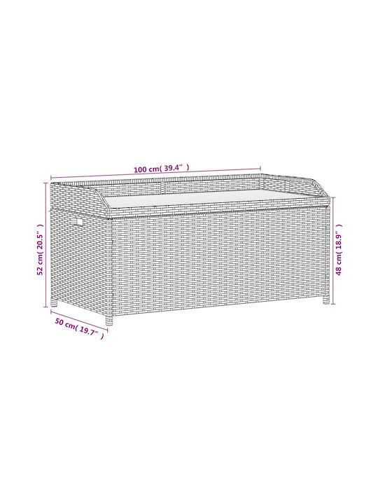 vidaXL Außenlagerbox Rattan Schwarz L100xB50xH52cm