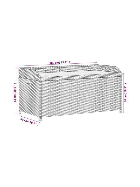 vidaXL Outdoor Storage Box Gray L100xW50xH52cm