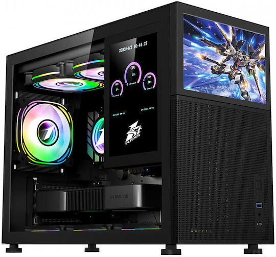 1STPLAYER MIKU Mi6-EV Gaming Midi Tower Κουτί Υπολογιστή με Πλαϊνό Παράθυρο Μαύρο