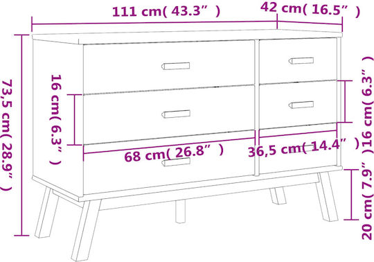 Comoda pentru Dormitor cu 6 sertare Maro 68x42x73.5buc
