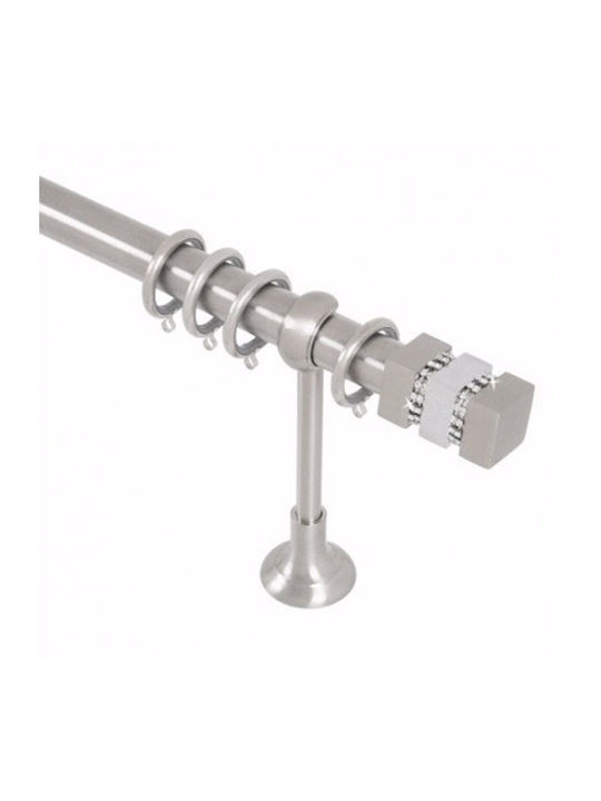 Metallic Curtain Pole Lego Strass Double with Rod Φ35mm 160cm Silver