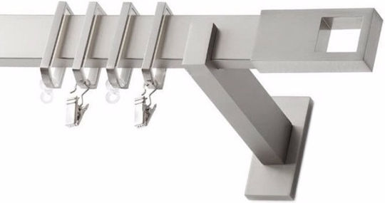 Metallisch Vorhangstange Belmont Flat Doppel mit Stange Φ30mm 200cm Silber