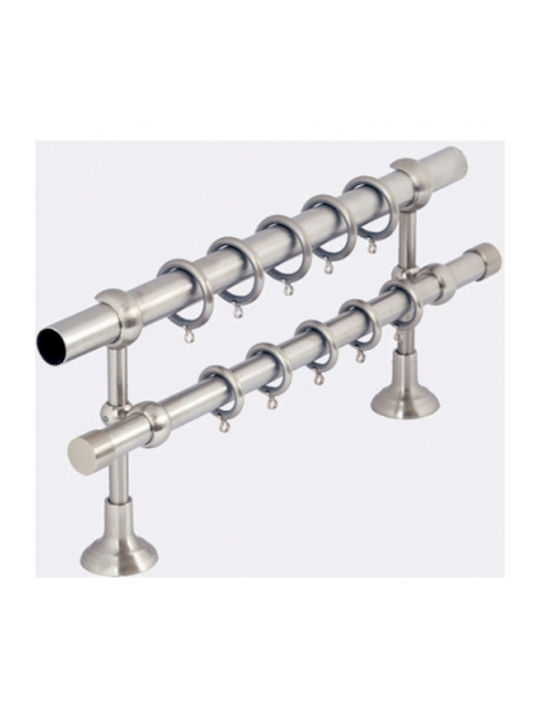 Metallic Curtain Pole Lego Strass Double with Rail Φ35mm 160cm Silver