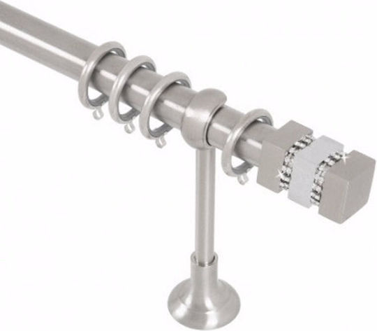 Metallisch Vorhangstange Lego Strass Doppel mit Schiene Φ35mm 160cm Silber