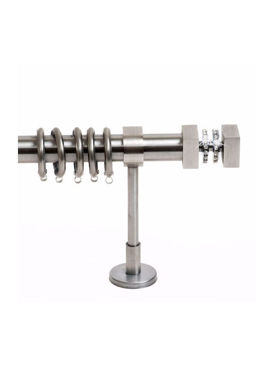 Metallic Curtain Pole Naxos Strass Double with Rod Φ35mm 160cm Silver