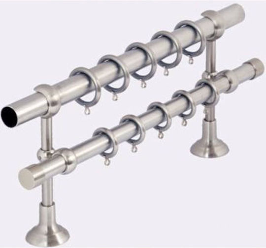 Metallisch Vorhangstange Naxos Strass Doppel mit Schiene Φ35mm 160cm Silber