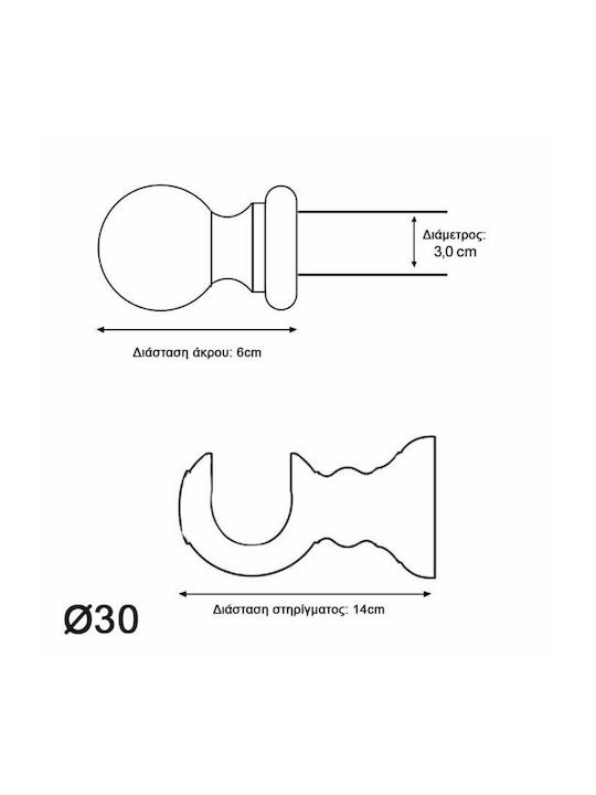 Ramino Lemn Galerie pentru perdele Simplu Φ30mm 120buc Nuci