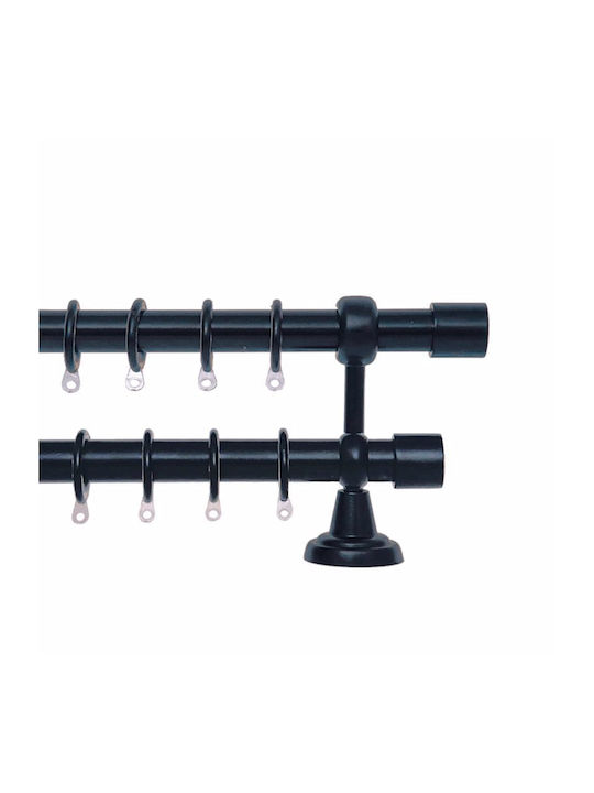 Import Hellas Metallic Curtain Pole Single End Cap Diameter 25mm Length 140cm Black