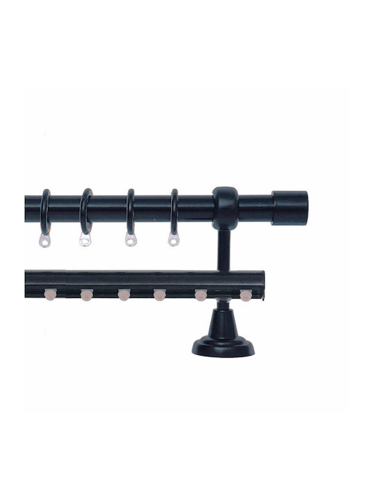 Import Hellas Μεταλλικό Κουρτινόξυλο Τάπα Μονό Φ25mm 160εκ. Μαύρο