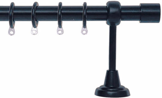 Import Hellas Metallic Curtain Pole Single End Cap Diameter 25mm Length 140cm Black