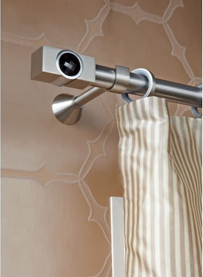 Aslanis Home Μεταλλικό Κουρτινόξυλο Movie Crystal Μονό Φ30mm 220εκ. Ασημί