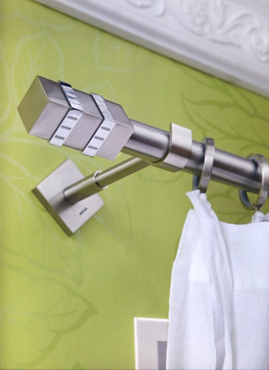 Aslanis Home Μεταλλικό Κουρτινόξυλο Diva Μονό Φ25mm 180εκ. Ασημί