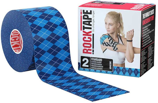 Rocktape Standard Regular Kinesiology Tape 5cm x 5m Blue Argyle