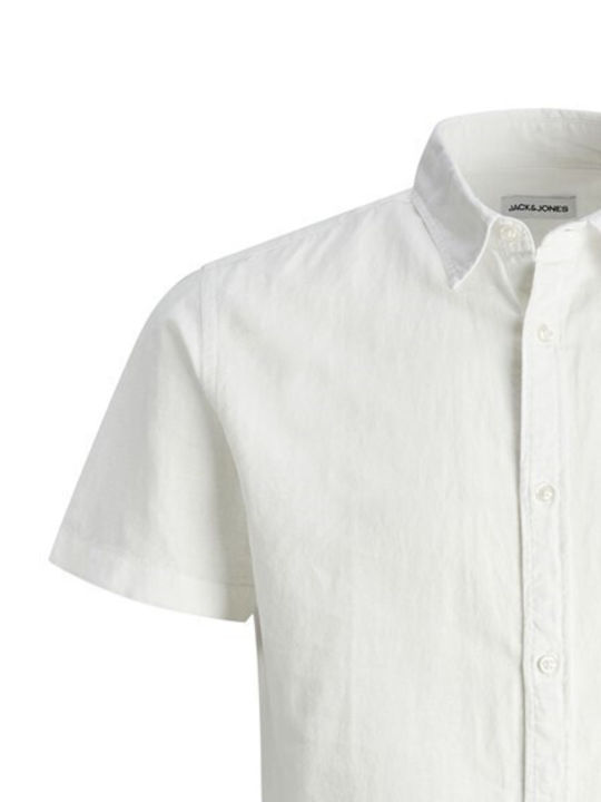 Kinderhemd Kurzarm Klassisch Leinen Jack And Jones Junior Weiß Junge 12248938 Weiß