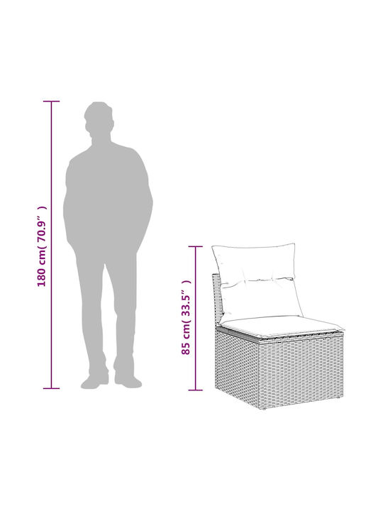 Corner Outdoor Sofa Rattan with Cushions 55x55x69cm