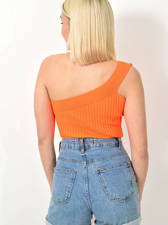 Potre Damen Bluse mit einem Schulter orange