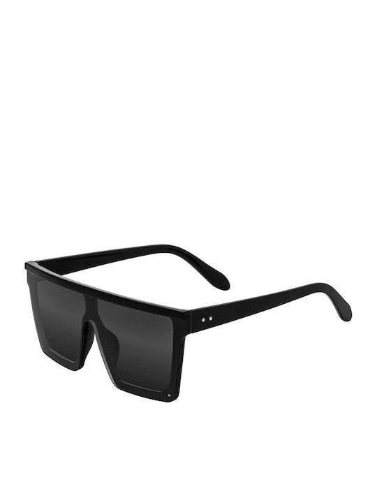 Cervinia Unisex Sunglasses with Black Horn-Rimmed Frame and Black Lens 01-2127-2