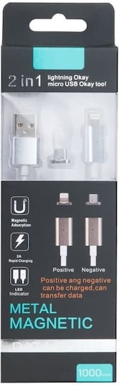 Μαγνητικό / LED USB-A to Lightning Cable Ασημί 1m (549075)
