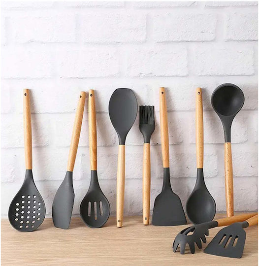 Set de Gătit din Silicon cu Suport 12buc Negru