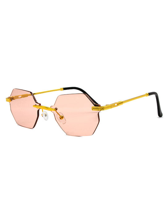 Awear Sunglasses with Gold Metal Frame and Pink Lens AmaliaPink