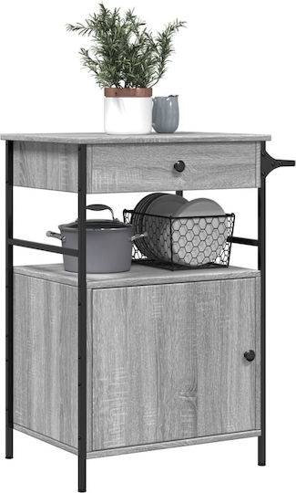 vidaXL Wooden Kitchen Trolley 3 Tiers Gray 56x43x89.5cm
