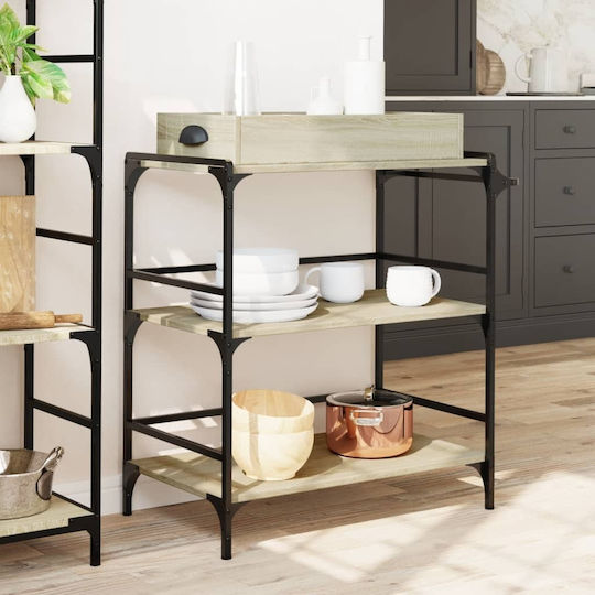 vidaXL vidaXL Lebensmittelregal Holz Mit 3 Ebenen Braune 81,5x41x92,5cm