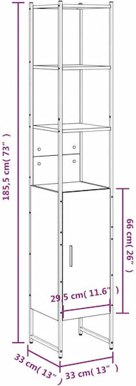 vidaXL Επιδαπέδια Ραφιέρα Μπάνιου Ξύλινη 33x33x185.5cm Γκρι