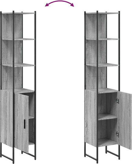 vidaXL Επιδαπέδια Ραφιέρα Μπάνιου Ξύλινη 33x33x185.5cm Γκρι