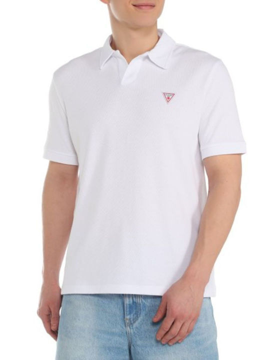 Guess Bluza pentru bărbați cu mâneci scurte Polo White