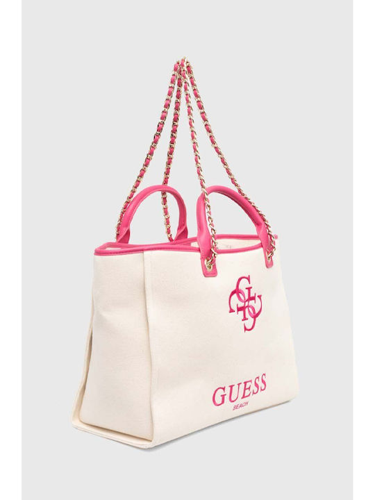 Guess Γυναικεία Τσάντα Shopper Ώμου Λευκή