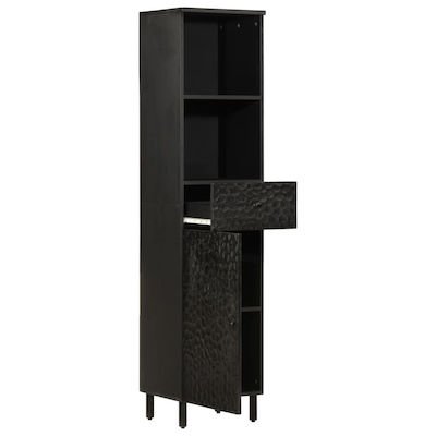 vidaXL Cabinet de coloană pentru baie Perete M38xL33xH160cm Negru