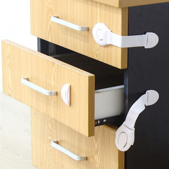 Sipo Cabinet & Drawer Lock with Sticker made of Plastic in White Color 10pcs