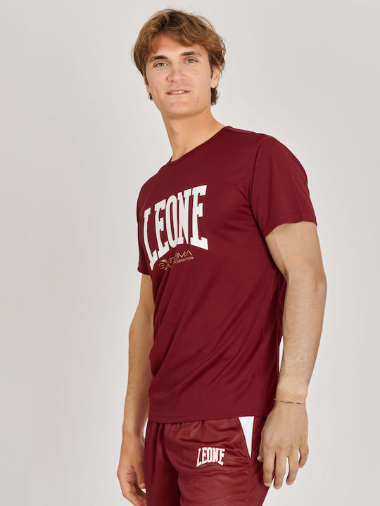 Leone 1947 Bărbați T-shirt Sportiv cu Mânecă Scurtă Burgundia