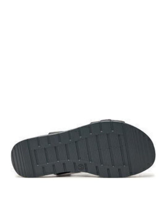 Leather Women's Flat Sandals in Black Color
