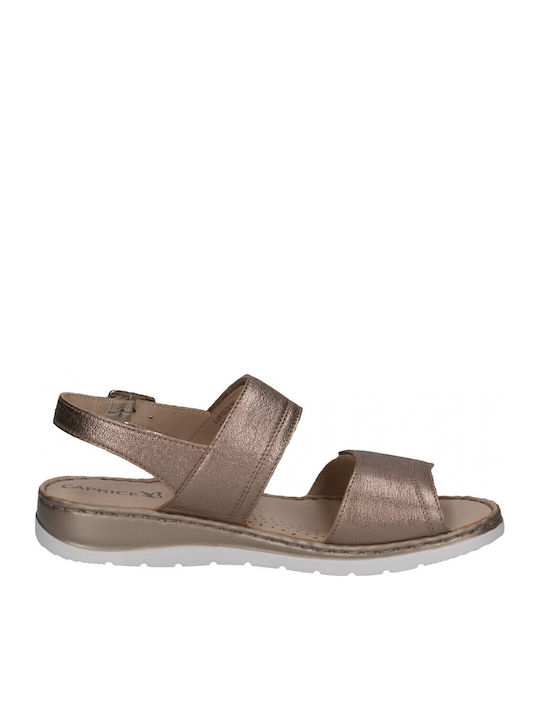 Leather Women's Flat Sandals Anatomic in Tabac Brown Color