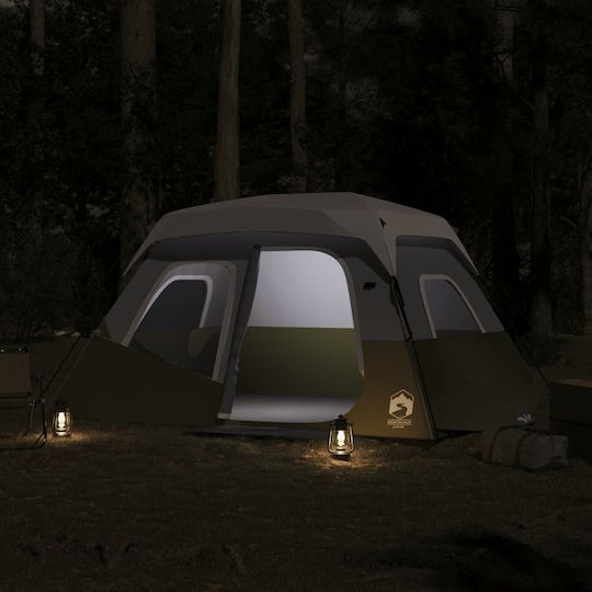 vidaXL Camping Tent Cabin Green for 6 People 344x282x212cm