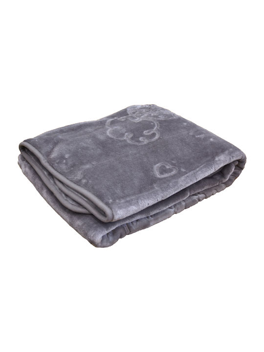 Anna Riska Blanket Nursery Swaddling Blankets Sleeping bag Bear Velvet Gray Gray 110x80cm