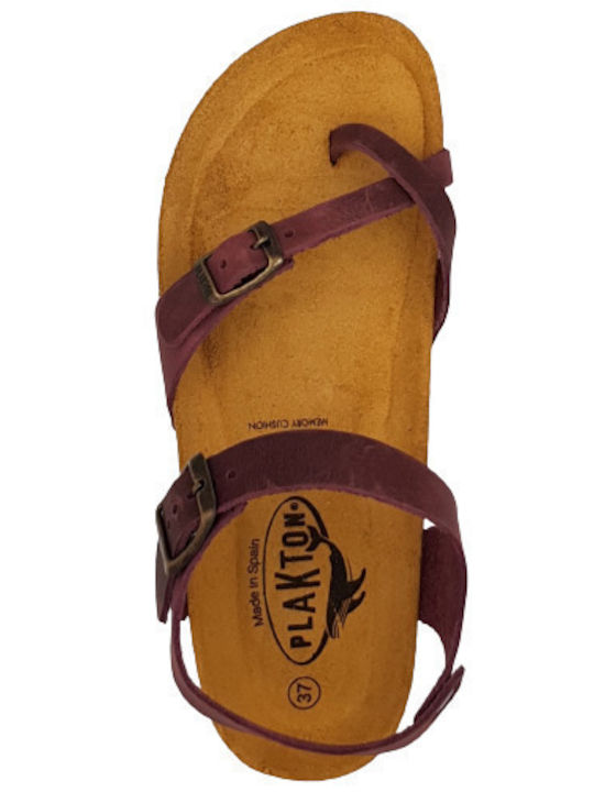Plakton Apure Leather Anatomic Women's Flat Sandals Purple