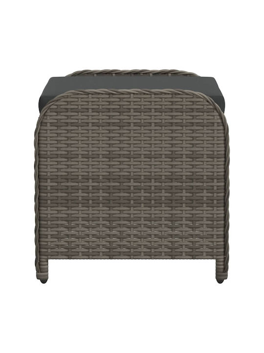 Băncuță De Grădină Cub Pentru Exterior Rattan Cu Pernă Gri 58x46x46cm
