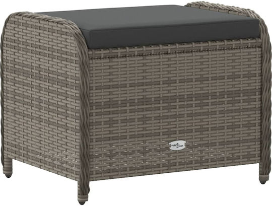 Băncuță De Grădină Cub Pentru Exterior Rattan Cu Pernă Gri 58x46x46cm