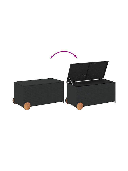vidaXL Μπαούλο Αποθήκευσης Εξωτερικού Χώρου Rattan 190lt Μαύρο Μ107xΠ55xΥ50εκ.