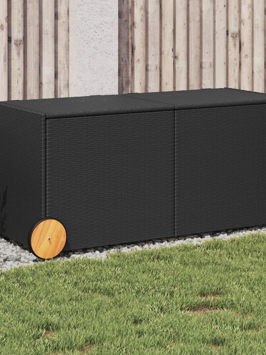 vidaXL Μπαούλο Αποθήκευσης Εξωτερικού Χώρου Rattan 283lt Μαύρο Μ127xΠ55xΥ56εκ.