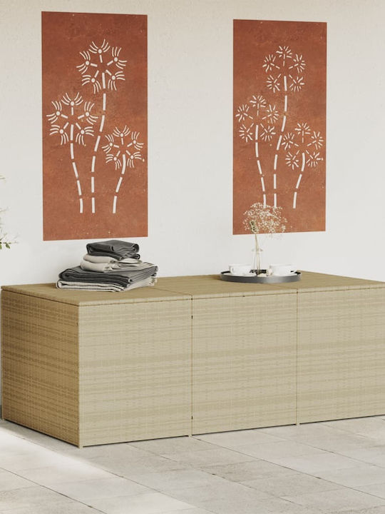 vidaXL Μπαούλο Αποθήκευσης Εξωτερικού Χώρου Rattan 984lt Μπεζ Μ180xΠ90xΥ70εκ.