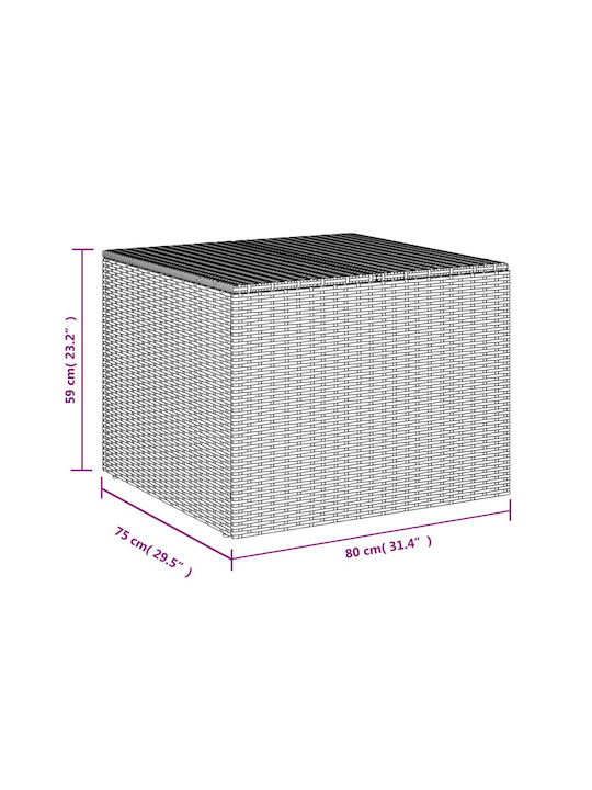 vidaXL Outdoor Storage Box 291lt Gray L80xW75xH59cm