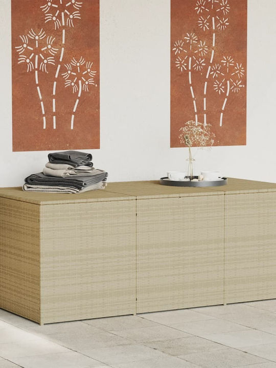 vidaXL Μπαούλο Αποθήκευσης Εξωτερικού Χώρου Rattan 984lt Μπεζ Μ180xΠ90xΥ70εκ.
